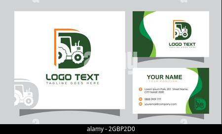 A vector Illustration of Tractor Initial Letter D Logo and Business Card Stock Vector