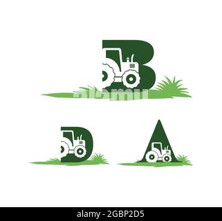 A vector Illustration of Tractor Monogram Initial Sign Stock Vector