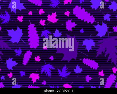 Autumn leaves seamless pattern. Colorful falling leaves, leaf fall. Oak and maple. Autumn background for printing, wrapping paper and advertising. Vec Stock Vector