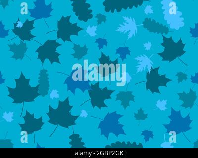 Autumn leaves seamless pattern. Falling leaves, leaf fall. Oak and maple. Autumn background for printing, wrapping paper and advertising. Vector illus Stock Vector