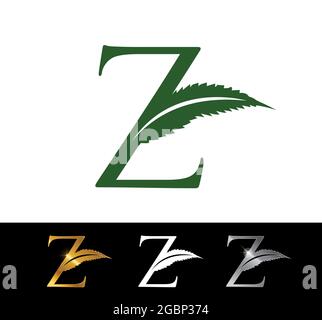 A Vector Illustration of cannabis leaf monogram initial letter Z Stock Vector