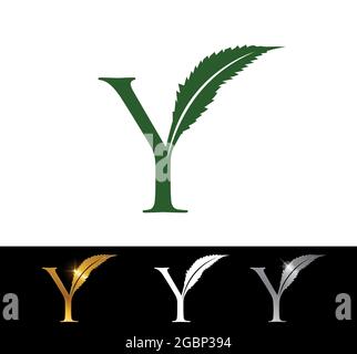 A vector Illustration of cannabis leaf monogram initial letter Y Stock Vector