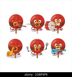 Cartoon character of candy santa playing some musical instruments. Vector illustration Stock Vector