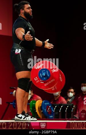 TOKYO, JAPAN - AUGUST 4: Enzo Kofi Kuworge of The Netherlands competing on +109kg Group A during the Tokyo 2020 Olympic Games at the Tokyo International Forum on August 4, 2021 in Tokyo, Japan (Photo by Ronald Hoogendoorn/Orange Pictures) NOCNSF Stock Photo