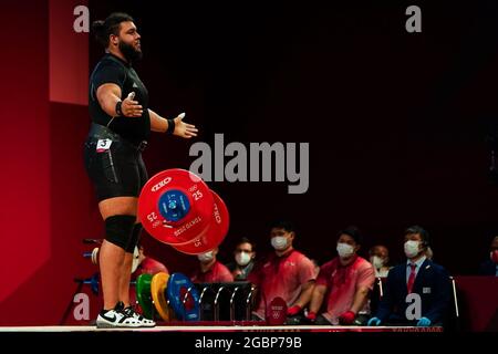 TOKYO, JAPAN - AUGUST 4: Enzo Kofi Kuworge of The Netherlands competing on +109kg Group A during the Tokyo 2020 Olympic Games at the Tokyo International Forum on August 4, 2021 in Tokyo, Japan (Photo by Ronald Hoogendoorn/Orange Pictures) NOCNSF Stock Photo