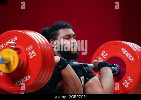 TOKYO, JAPAN - AUGUST 4: Enzo Kofi Kuworge of The Netherlands competing on +109kg Group A during the Tokyo 2020 Olympic Games at the Tokyo International Forum on August 4, 2021 in Tokyo, Japan (Photo by Ronald Hoogendoorn/Orange Pictures) NOCNSF Stock Photo