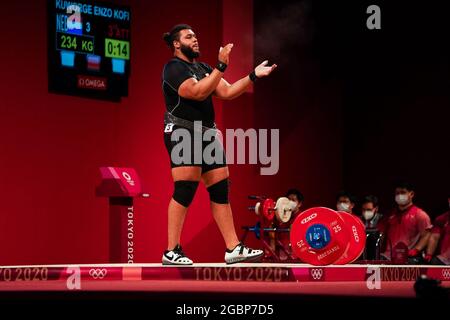 TOKYO, JAPAN - AUGUST 4: Enzo Kofi Kuworge of The Netherlands competing on +109kg Group A during the Tokyo 2020 Olympic Games at the Tokyo International Forum on August 4, 2021 in Tokyo, Japan (Photo by Ronald Hoogendoorn/Orange Pictures) NOCNSF Stock Photo