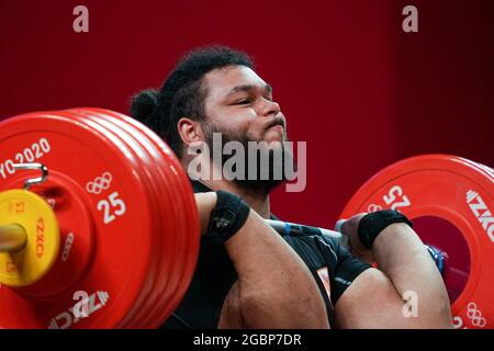 TOKYO, JAPAN - AUGUST 4: Enzo Kofi Kuworge of The Netherlands competing on +109kg Group A during the Tokyo 2020 Olympic Games at the Tokyo International Forum on August 4, 2021 in Tokyo, Japan (Photo by Ronald Hoogendoorn/Orange Pictures) NOCNSF Stock Photo