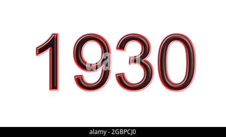 red 1930 number 3d effect white background Stock Photo