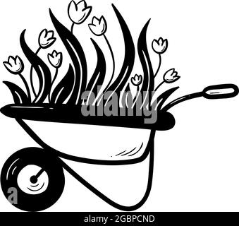 Wheelbarrow Simple vector icon. Illustration symbol design template for ...