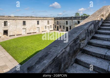 Plaza de Armas courtyard at Castillo de San Marcos, the oldest masonry fort in the continental US, on Matanzas Bay in St. Augustine, Florida. (USA) Stock Photo