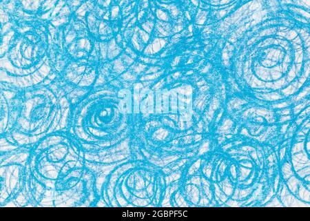 blue color circle crayon doodles  background texture Stock Photo