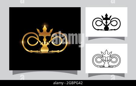 A Vector Illustration of King Shisha Vector Sign in golden color Stock Vector