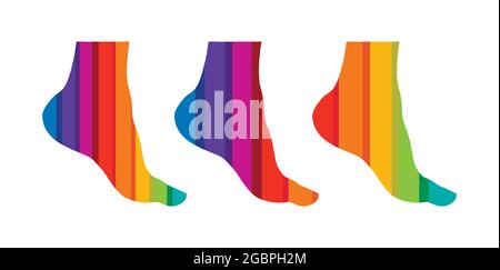 A Vector Illustration of foot in Multicolor Foot Vector Sign Stock Vector