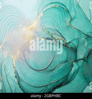 Alcohol ink colors translucent. Abstract multicolored marble texture background. Design wrapping paper, wallpaper. Mixing acrylic paints. Modern fluid Stock Photo