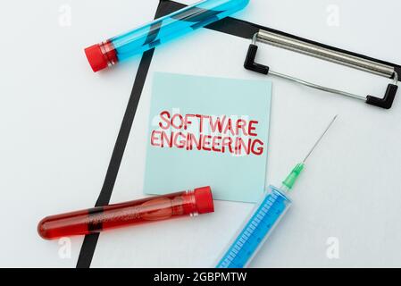 Handwriting text Software Engineering. Business idea apply engineering to the development of software Spreading Virus Awareness Message, Preparing Stock Photo