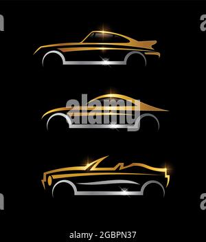A vector Illustration of Golden and Silver Car Logo Sign Stock Vector