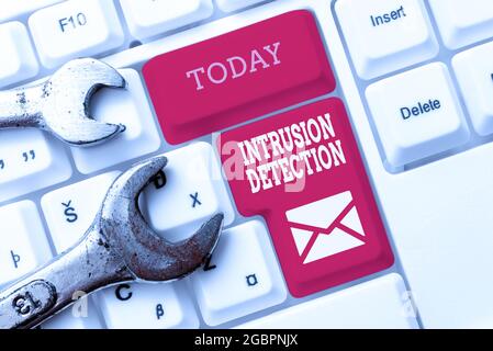 Inspiration showing sign Intrusion Detection. Internet Concept monitors a network or systems for malicious activity Creating New Account Password Stock Photo