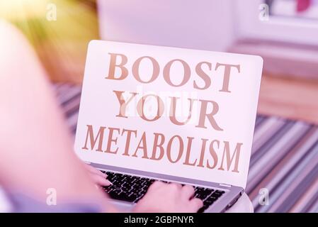 Writing displaying text Boost Your Metabolism. Business concept body process uses to make and burn energy from food Voice And Video Calling Stock Photo