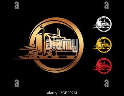 A Vector Illustration of Golden Truck Circle Sign Stock Vector