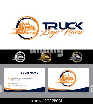 A Vector Illustration of Truck Circle Vector Sign, logo company brand Stock Vector