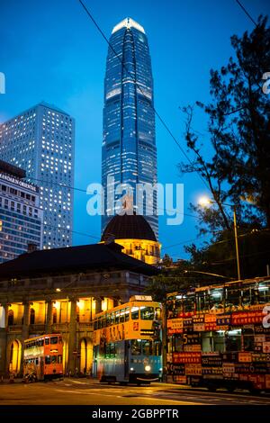 Central financial district, and the IFC2 International Finance Centre, Hong Kong, China. Stock Photo