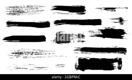 Set of vector brush strokes. Watercolor stains, ink blots. Stock Vector
