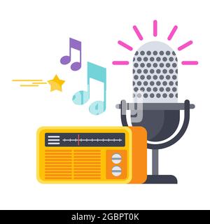 Radio ads icon. Radio microphone and radio receiver Stock Vector