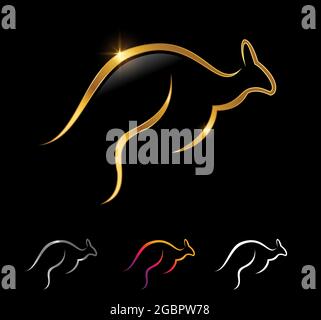 A vector Illustration set of Golden Kangaroo Vector Sign Stock Vector