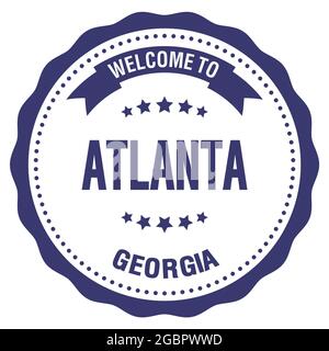 WELCOME TO ATLANTA - GEORGIA, words written on blue round badge stamp Stock Photo