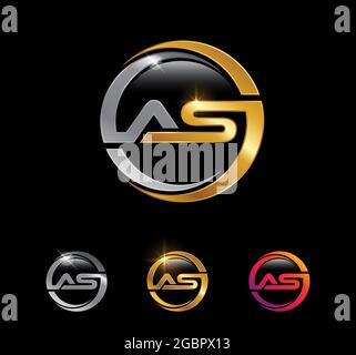 A Vector Illustration of Golden and Silver AS circle Logo Stock Vector