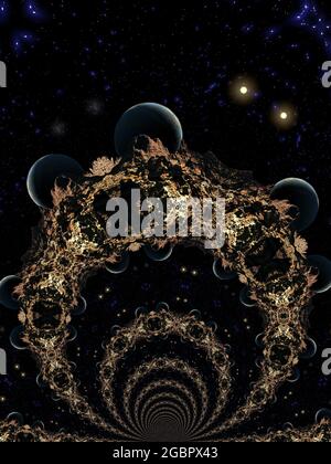 Artistic 3D  illustration of a cosmic scene Stock Photo