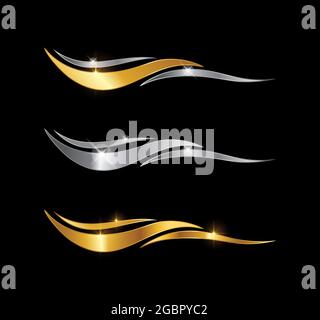 A vector Illustration of Golden and Silver Wave Sign Stock Vector