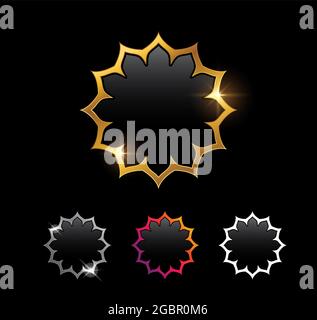 A vector set Illustration of Golden Mandala Frame Sign Stock Vector