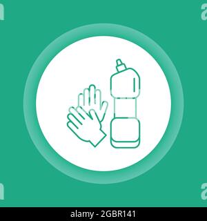 Gloves and detergent color button icon. Cleaning service. Pictogram for web page, mobile app, promo. Stock Vector