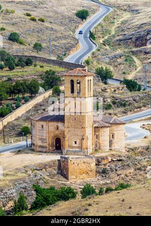 Iglesia de la Vera Cruz, or Church of the True Cross, Segovia, Segovia Province, Castile and Leon, Spain.  The church dates from the 13th century and Stock Photo