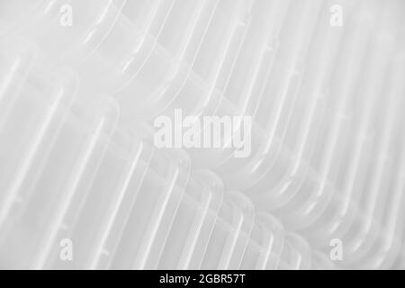 Reusable food containers. Containers for storing food. Responsible use of resources. Transparent plastic food storage containers. Stock Photo