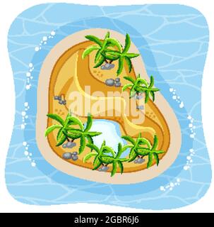 Aerial view of tropical beach island isolated illustration Stock Vector ...