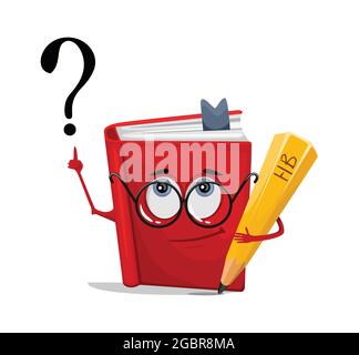 Cute educational character book with question mark. School illustration Vector illustration. Stock Vector