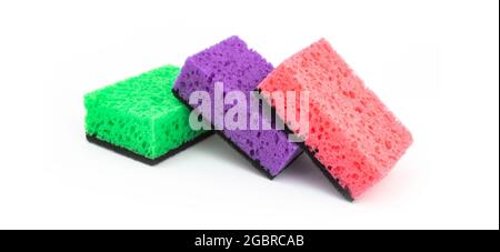 Set of kitchen sponge for washing and cleaning, isolated on a white background Stock Photo