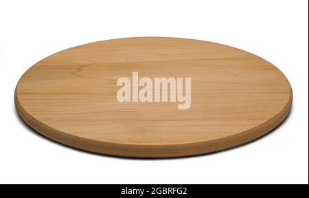 Wooden Cutting Board plate isolated on white background. Stock Photo