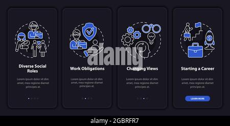 Diverse social roles onboarding mobile app page screen Stock Vector