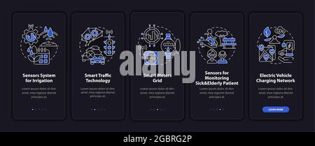 Smart urban high tech systems onboarding mobile app page screen Stock Vector