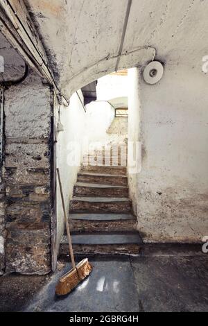 Staircase in an abandoned House urban exploration lost place Stock Photo