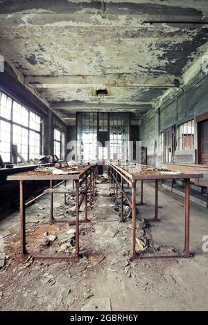 Abandoned Industrial laboratory - lost place in Europe Stock Photo