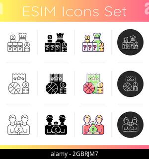 Playing lotto games icons set Stock Vector