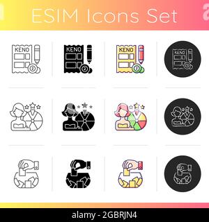 Lottery types icons set Stock Vector