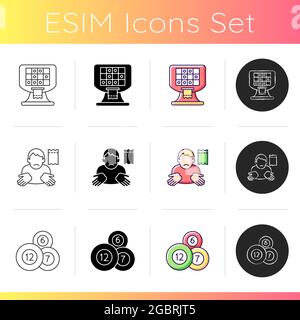 Lottery conduction icons set Stock Vector