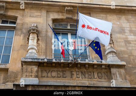 Exterior view of Lycée Fénelon, secondary school and preparatory classes for grandes écoles, located in the Latin Quarter in Paris, France Stock Photo