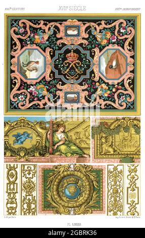 17th Century - Mosaic and Paintings. - By The Ornament 1880. Stock Photo